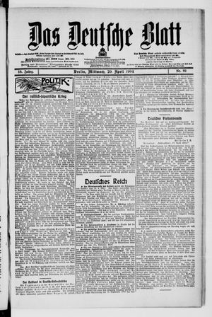 Das deutsche Blatt vom 20.04.1904