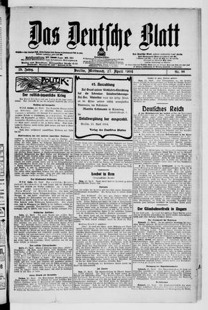 Das deutsche Blatt vom 27.04.1904