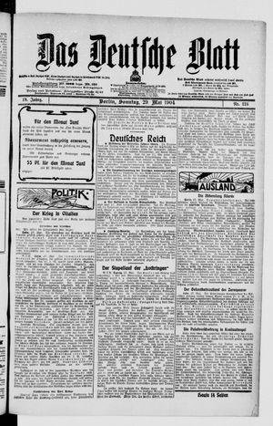 Das deutsche Blatt vom 29.05.1904