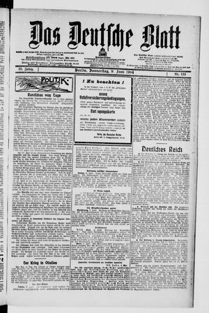 Das deutsche Blatt vom 09.06.1904