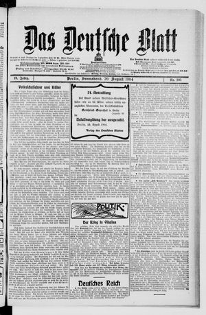 Das deutsche Blatt vom 20.08.1904