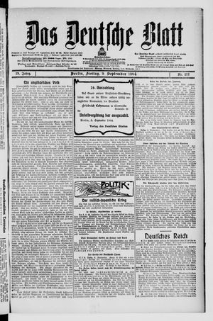 Das deutsche Blatt vom 09.09.1904