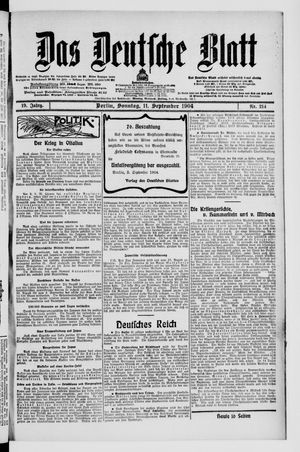 Das deutsche Blatt on Sep 11, 1904
