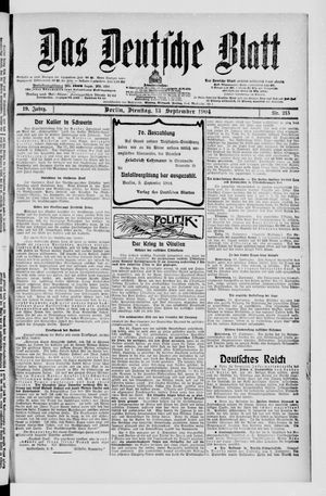Das deutsche Blatt vom 13.09.1904