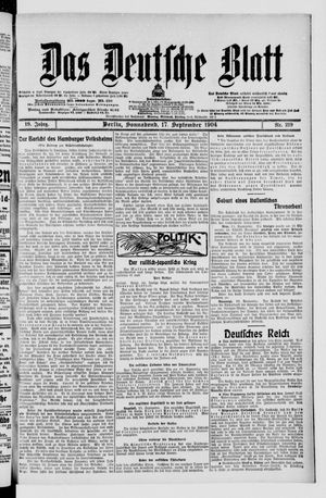 Das deutsche Blatt vom 17.09.1904