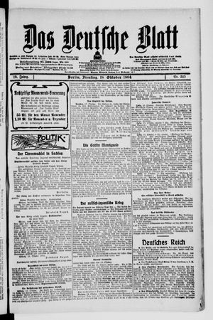 Das deutsche Blatt vom 18.10.1904