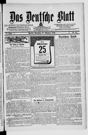 Das deutsche Blatt vom 25.10.1904
