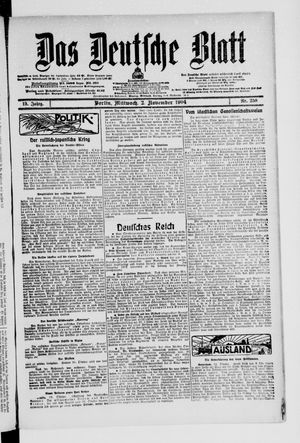 Das deutsche Blatt vom 02.11.1904