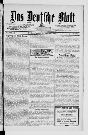 Das deutsche Blatt vom 22.11.1904