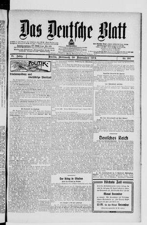 Das deutsche Blatt vom 30.11.1904
