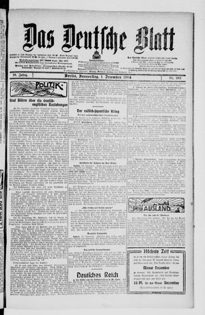 Das deutsche Blatt vom 01.12.1904