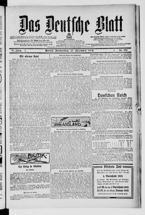 Das deutsche Blatt vom 29.12.1904