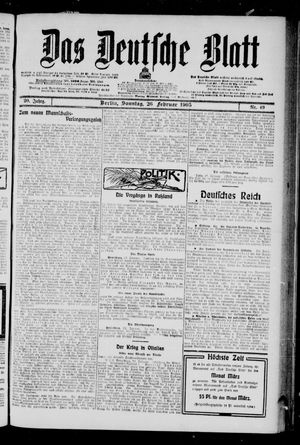 Das deutsche Blatt vom 26.02.1905