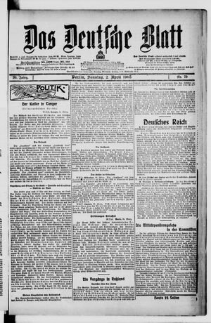 Das deutsche Blatt vom 02.04.1905