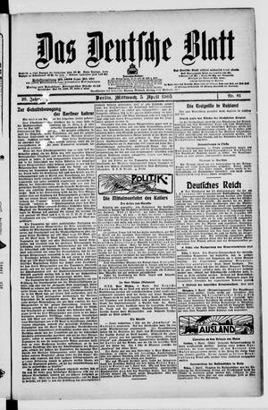Das deutsche Blatt vom 05.04.1905