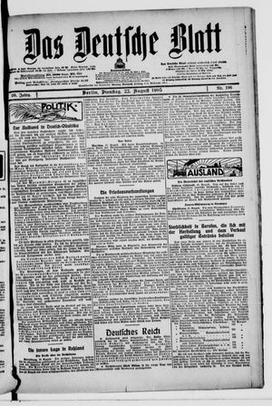 Das deutsche Blatt vom 22.08.1905