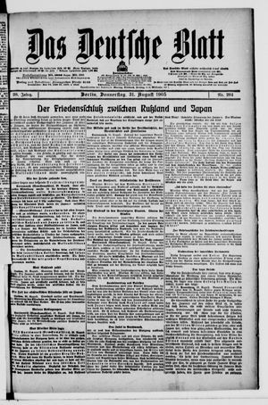 Das deutsche Blatt vom 31.08.1905