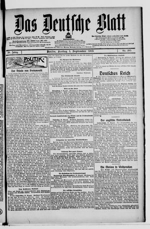 Das deutsche Blatt vom 01.09.1905