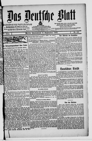 Das deutsche Blatt vom 09.09.1905