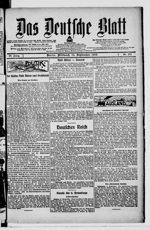 Das deutsche Blatt vom 13.09.1905