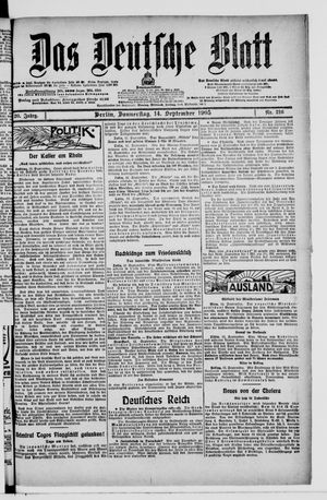 Das deutsche Blatt on Sep 14, 1905