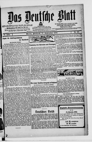 Das deutsche Blatt vom 27.09.1905