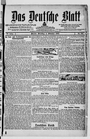 Das deutsche Blatt vom 03.10.1905