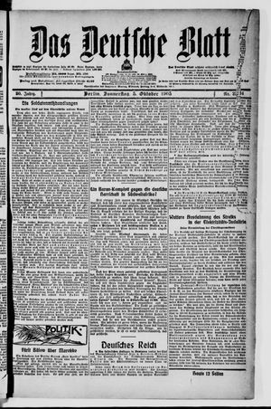Das deutsche Blatt vom 05.10.1905