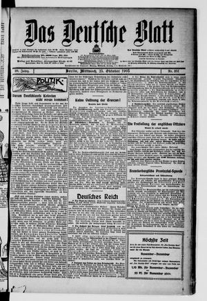 Das deutsche Blatt vom 25.10.1905