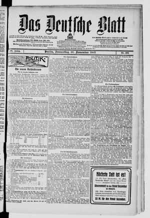 Das deutsche Blatt vom 30.11.1905