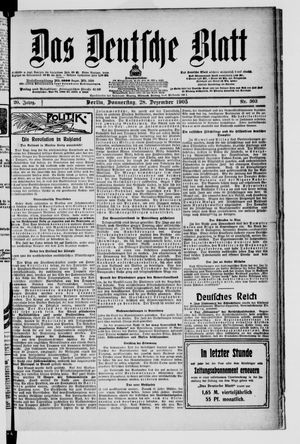 Das deutsche Blatt vom 28.12.1905