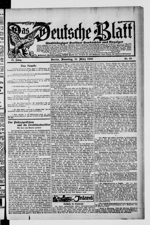 Das deutsche Blatt on Mar 13, 1906