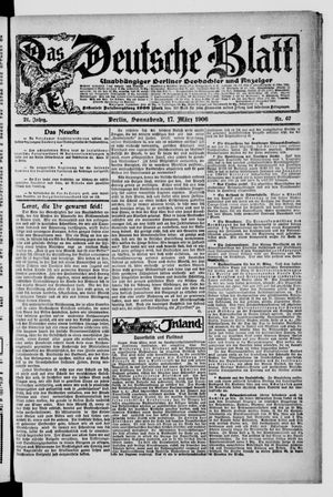 Das deutsche Blatt vom 17.03.1906