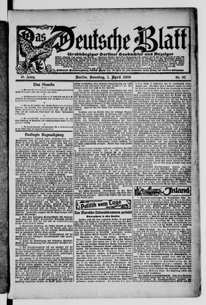 Das deutsche Blatt on Apr 1, 1906