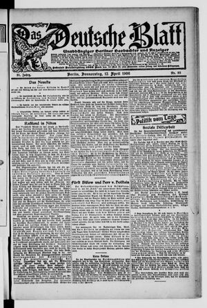 Das deutsche Blatt on Apr 12, 1906