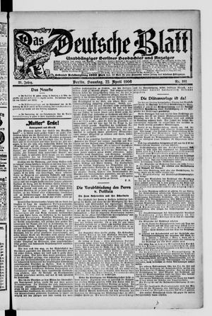 Das deutsche Blatt vom 22.04.1906