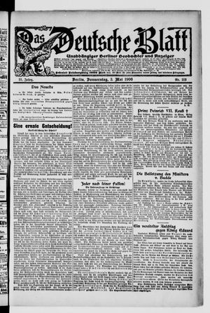 Das deutsche Blatt on May 3, 1906