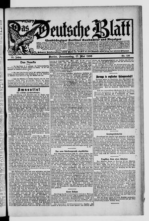 Das deutsche Blatt on May 17, 1906