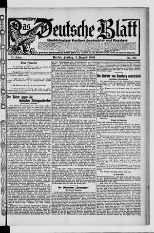Das deutsche Blatt vom 03.08.1906