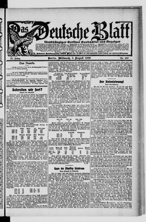 Das deutsche Blatt on Aug 8, 1906
