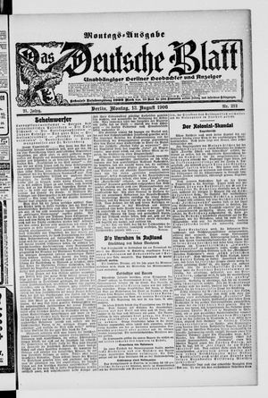 Das deutsche Blatt vom 13.08.1906