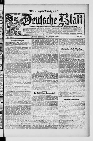 Das deutsche Blatt vom 20.08.1906