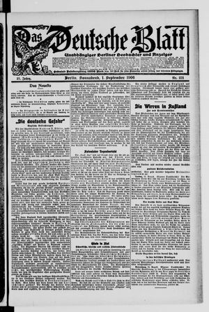 Das deutsche Blatt vom 01.09.1906