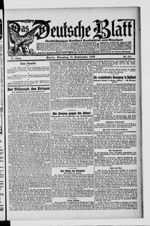 Das deutsche Blatt vom 11.09.1906