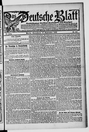 Das deutsche Blatt vom 15.09.1906