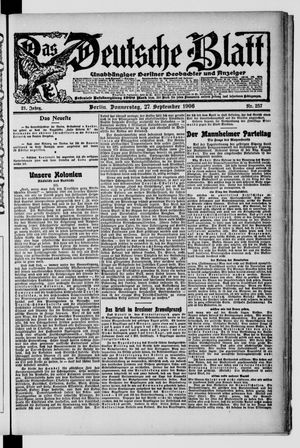 Das deutsche Blatt vom 27.09.1906