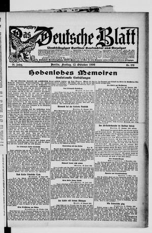 Das deutsche Blatt vom 12.10.1906