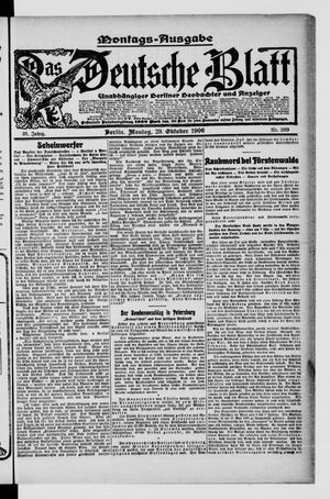 Das deutsche Blatt vom 29.10.1906