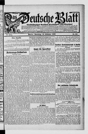 Das deutsche Blatt vom 30.10.1906