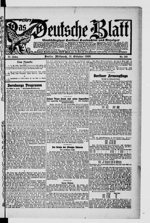 Das deutsche Blatt vom 31.10.1906